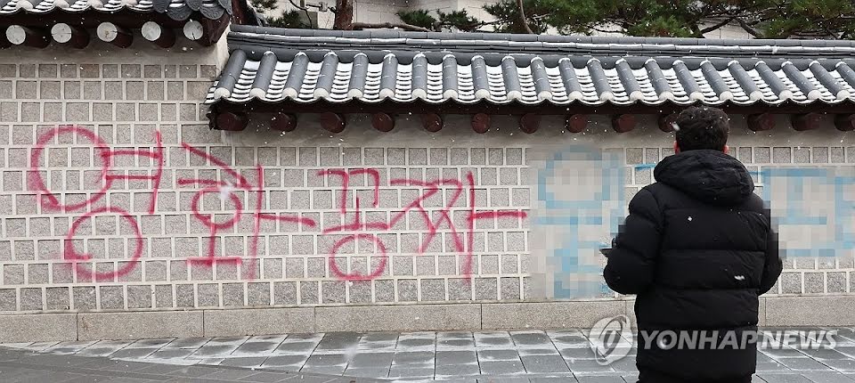 Palacio Gyeongbokgung muros grafiti